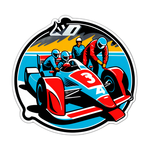 Retro Race Car Pit Crew Sticker