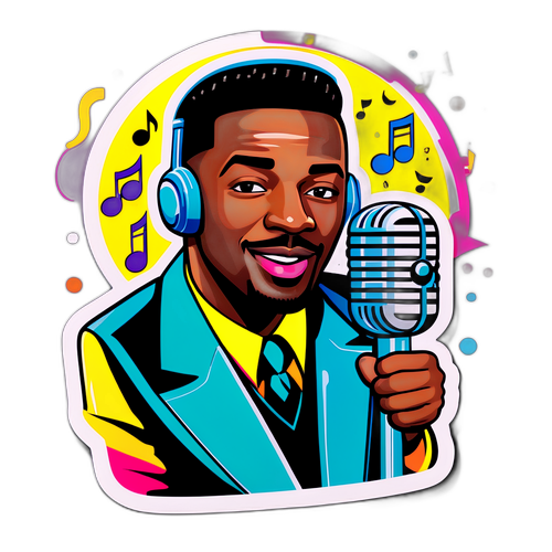 Playful Retro Microphone Sticker