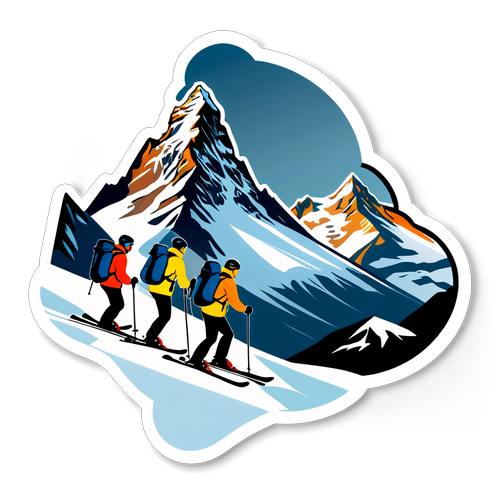 Ski-Tourenfahrer über schneebedeckten Gipfeln in Zermatt