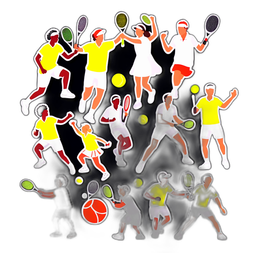 Các hình ảnh vui vẻ của các tay vợt tennis trong không khí lễ hội