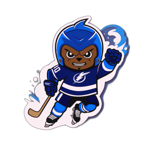 Energetic Tampa Bay Lightning Mascot Sticker