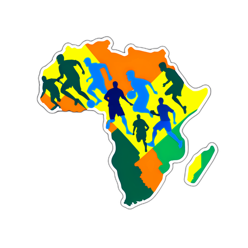 Silhouettes de joueurs de football en mouvement sur la carte de la Côte d'Ivoire