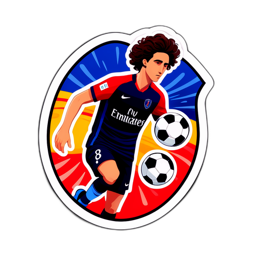 Autocollant représentant le cas Rabiot avec des éléments de football