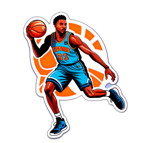 Estilong Sticker ni V. J. Edgecombe na may Basketball