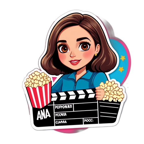 Fajny cartoonowy naklejka Ana de Armas w scenie filmowej