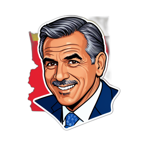 A dynamic sticker of Jack Ciattarelli with New Jersey's state outline in the background