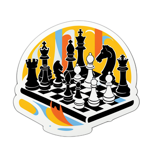 Стильна ілюстрація шахового набору, присвячена Данілу Народіцкому