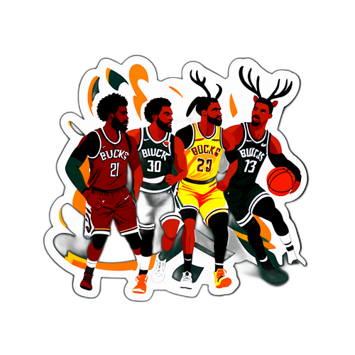 Desenho dos Jogadores dos Cavaliers e Bucks em um Jogo Empolgante