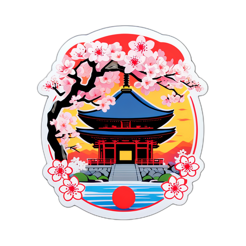 Sticker af Naruhito med Japanske Elementer