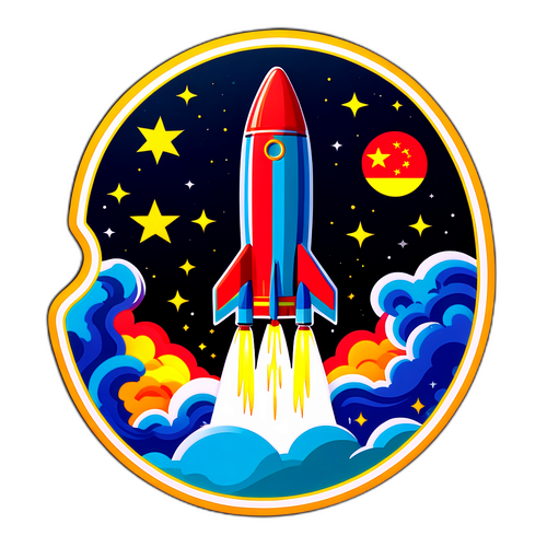 Наклейка з оригінальним дизайном китайської ракети