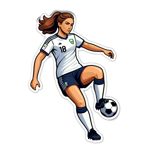 Grafik av Giulia Gwinn i aktion på fotbollsplanen