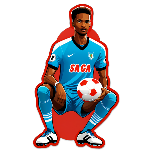 Stijlvolle sticker van Amad Diallo in voetbaloutfit