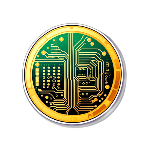 리플의 성공적인 거래를 기념하는 회로 기판 디자인 스티커