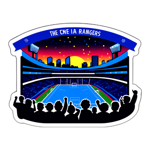 Glowing Night Scene of Blues vs Rangers Game