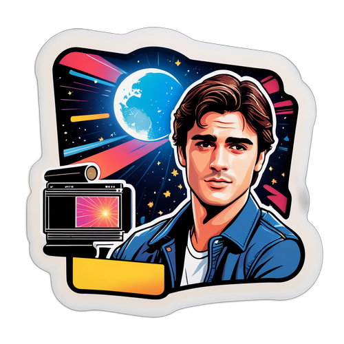 Návrh samolepky s Jacobem Elordim jako filmovou hvězdou