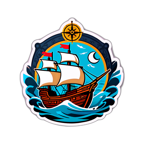 Un sticker que representa la historia de Vasco da Gama