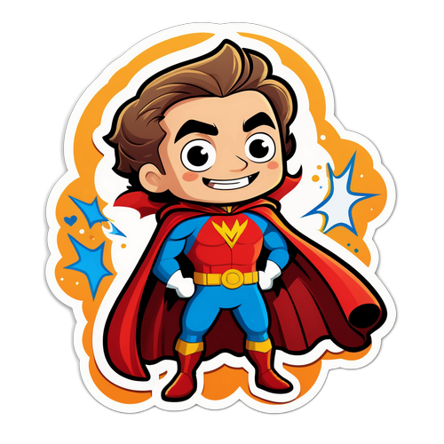 Sticker van Xander De Rycke als Cartoon Superheld