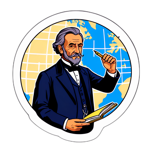 Autocollant de César Wagner avec une carte et un stylo, résolvant un complexe puzzle