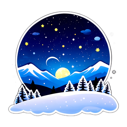 Stiker Bulan Salju yang Menawan