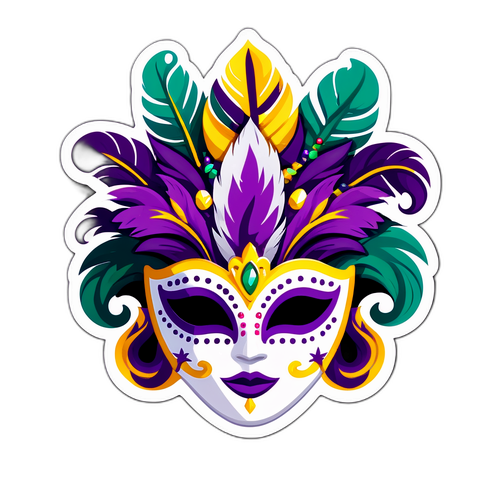 Adesivo de Máscara de Mardi Gras