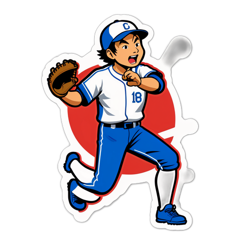 中島宏之さんが野球をする姿をコミカルにデザイン