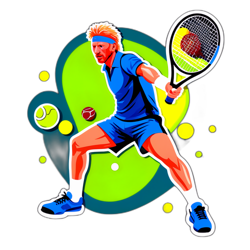 Stilisierter Boris Becker im Tennis-Match