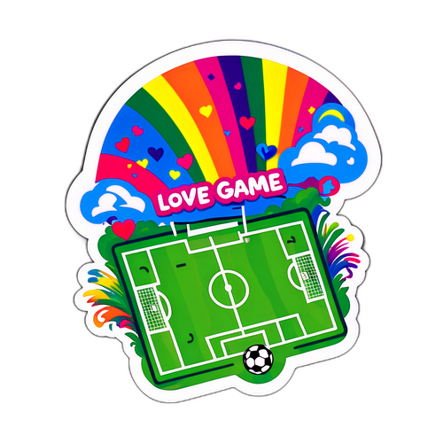 Stiker Padang Bola dengan Pelangi
