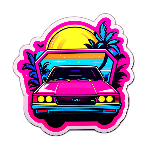 Sticker Retro de Coche en Estilo Neon