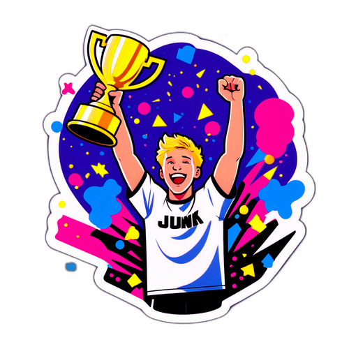 Sticker cu Jannik Sinner sărbătorind victoria