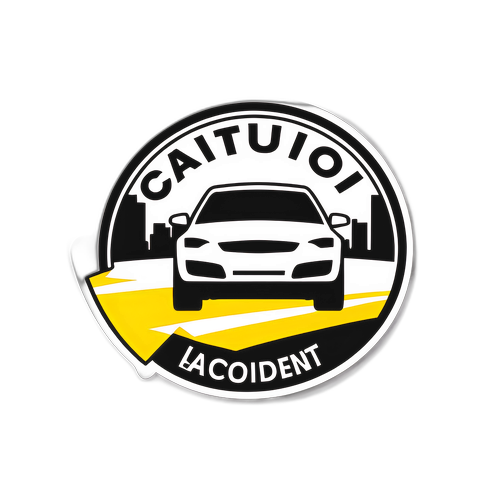 Aufkleber mit Auto-Silhouette und Unfall-Symbol