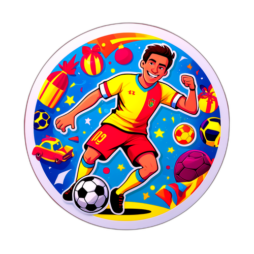 Autocollant amusant par Bertrand Latour avec des éléments de football