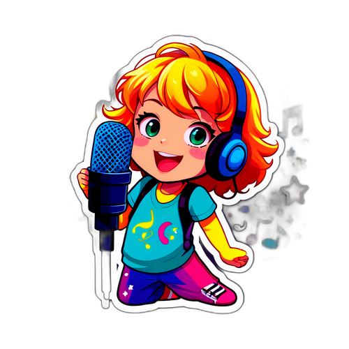 Speelse Sticker van Mika met Microfoon