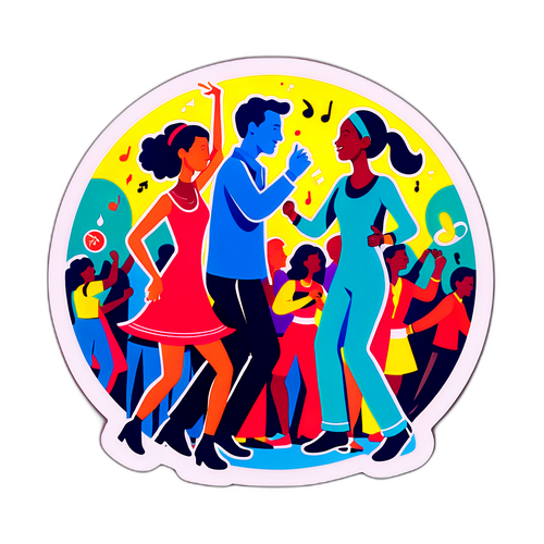 Un sticker care ilustrează o atmosferă de festival în Cincinnati