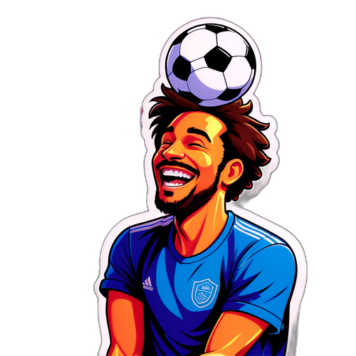 הוא מאזן כדור רגל על ראשו בעודו צוחק