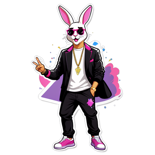 Sticker cu Bad Bunny în stilul său distinctiv