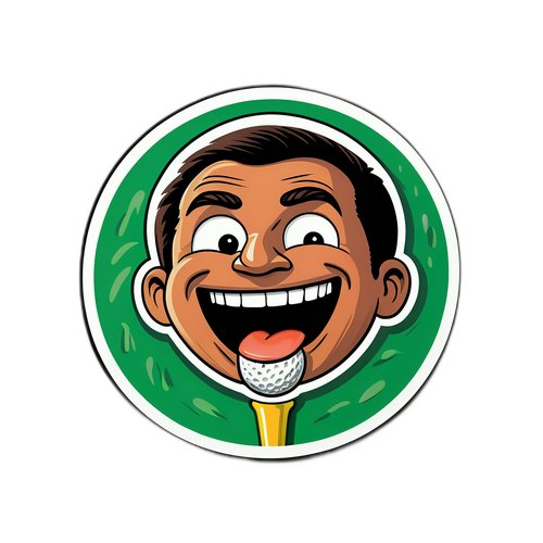 Speelse sticker van een blije golfer
