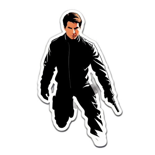 Minimalistisches Design von Mission: Impossible mit berühmtem Logo und schattenhaftem Agenten