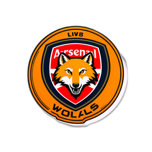아스널과 울버햄프턴의 엠블럼이 함께 있는 원형 스티커