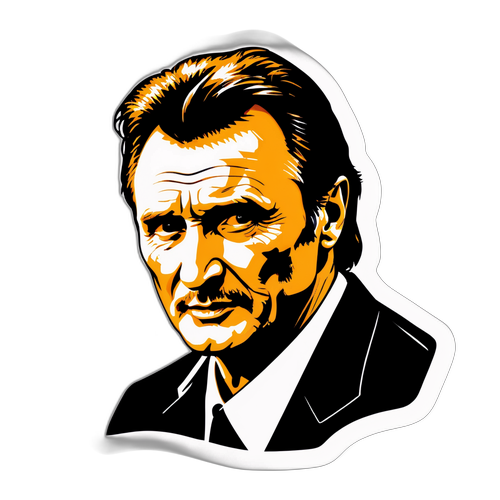 Dramatyczny projekt naklejki z Liamem Neesonem