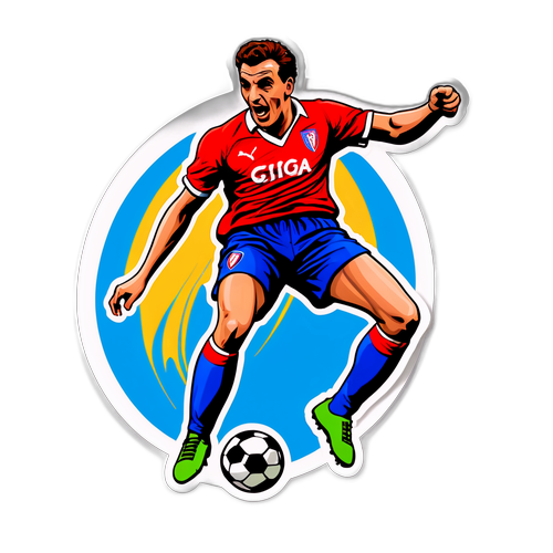 Adesivo Energetico di Ciccio Graziani che Segna un Gol