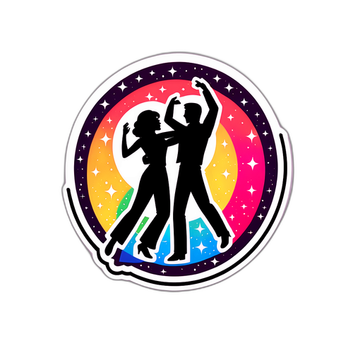Sticker, der das Gefühl eines nächtlichen Tanzes verkörpert