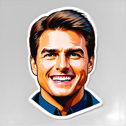 Színes matrica Tom Cruise ikonikus mosolygó arcával