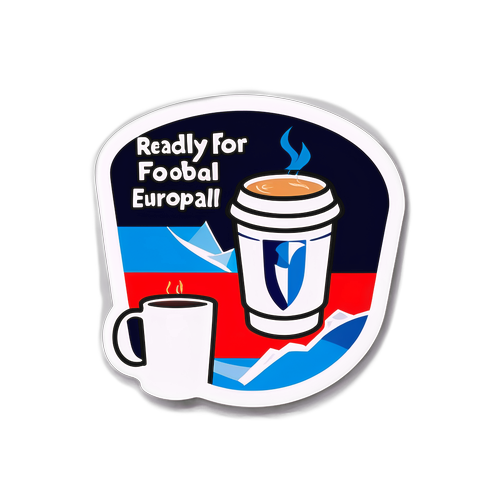 Sticker cu o cană de cafea și un televizor care difuzează meciuri UEFA Europa League