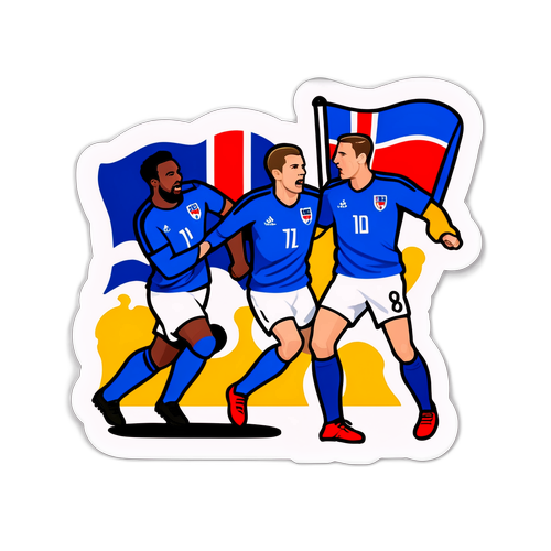 Σχεδίαση αυτοκόλλητου που απεικονίζει τον αγώνα Ισλανδία - Γαλλία