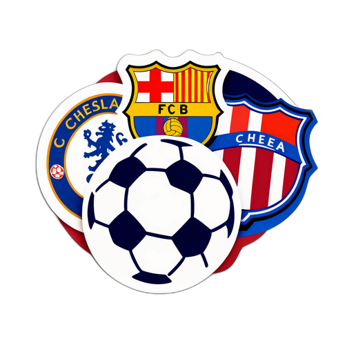 Stiker Logo Barcelona dan Chelsea yang Bergabung