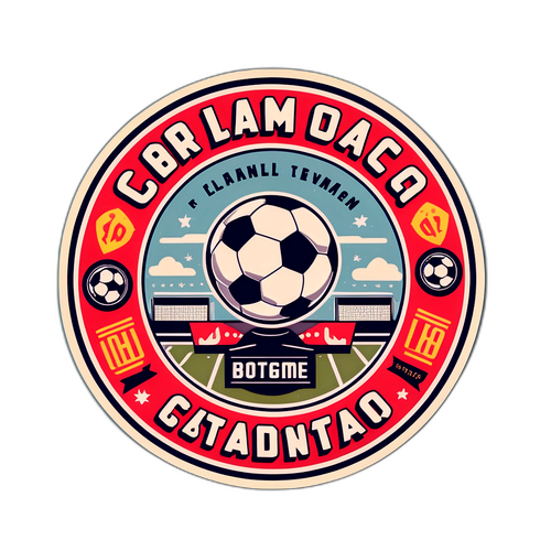 Retro stílusú matrica, amely egy régi focimeccs emlékére készült