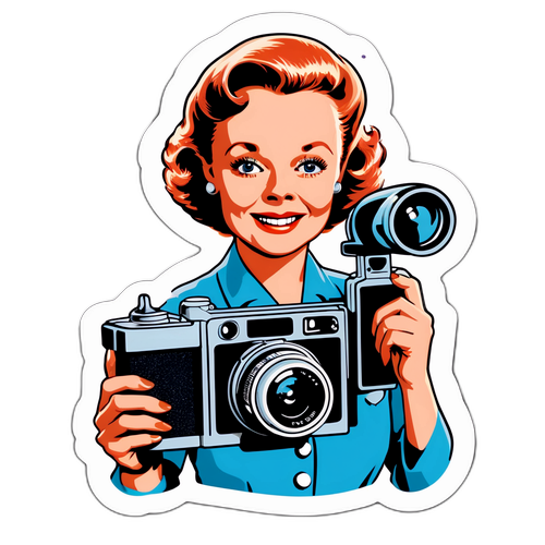 Vintage-inspirert juni Lockhart klistremerke med filmkamera