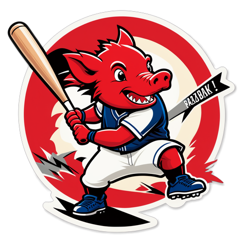 Razorback Baseball Power Sticker