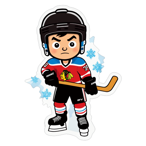 Unleash the Chill: Meet the Cartoon Blackhawks Hero on Ice!