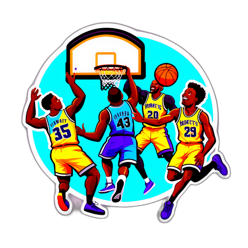 Un autocollant humoristique avec des frelons jouant au basket
